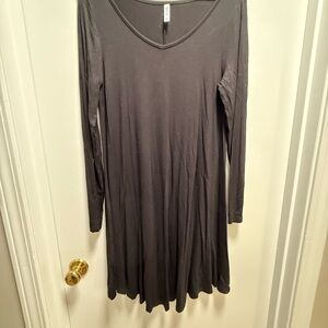 Black Long Sleeve Cotton Dress